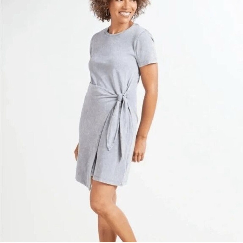 Rails Gray Edie faux wrap tie waist cotton T shirt dress Sz L